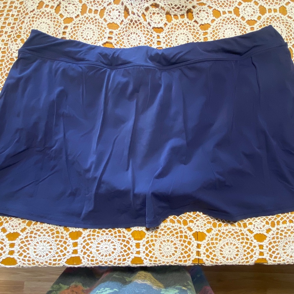Lands' End Swim Skirt Womens 22W Navy Blue Excellent Built-in Brief Plus‎ Size
